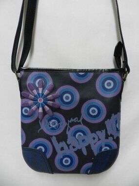 Desigual Synthetic Embroidered flower crossbody messenger bag purse adjustable